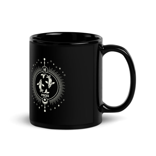 pisces black mug