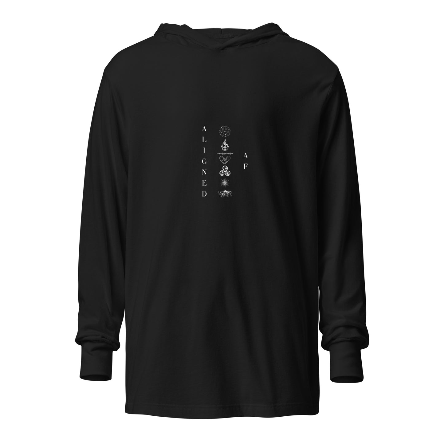 aligned af chakra unisex hooded tee