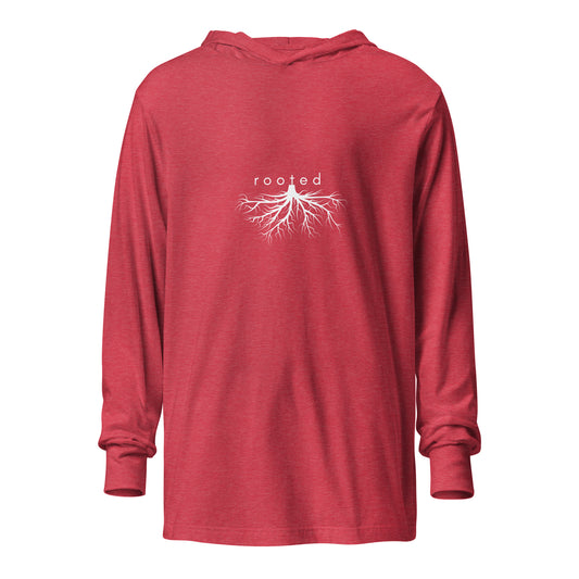 rooted chakra unisex hooded tee