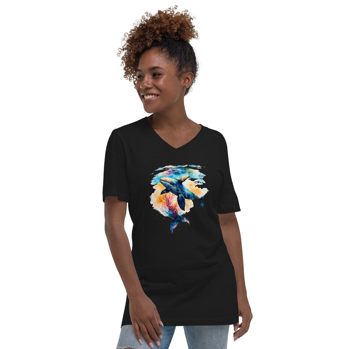 whale v-neck t-shirt