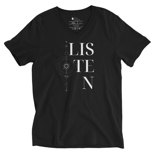 listen unisex v-neck t-shirt