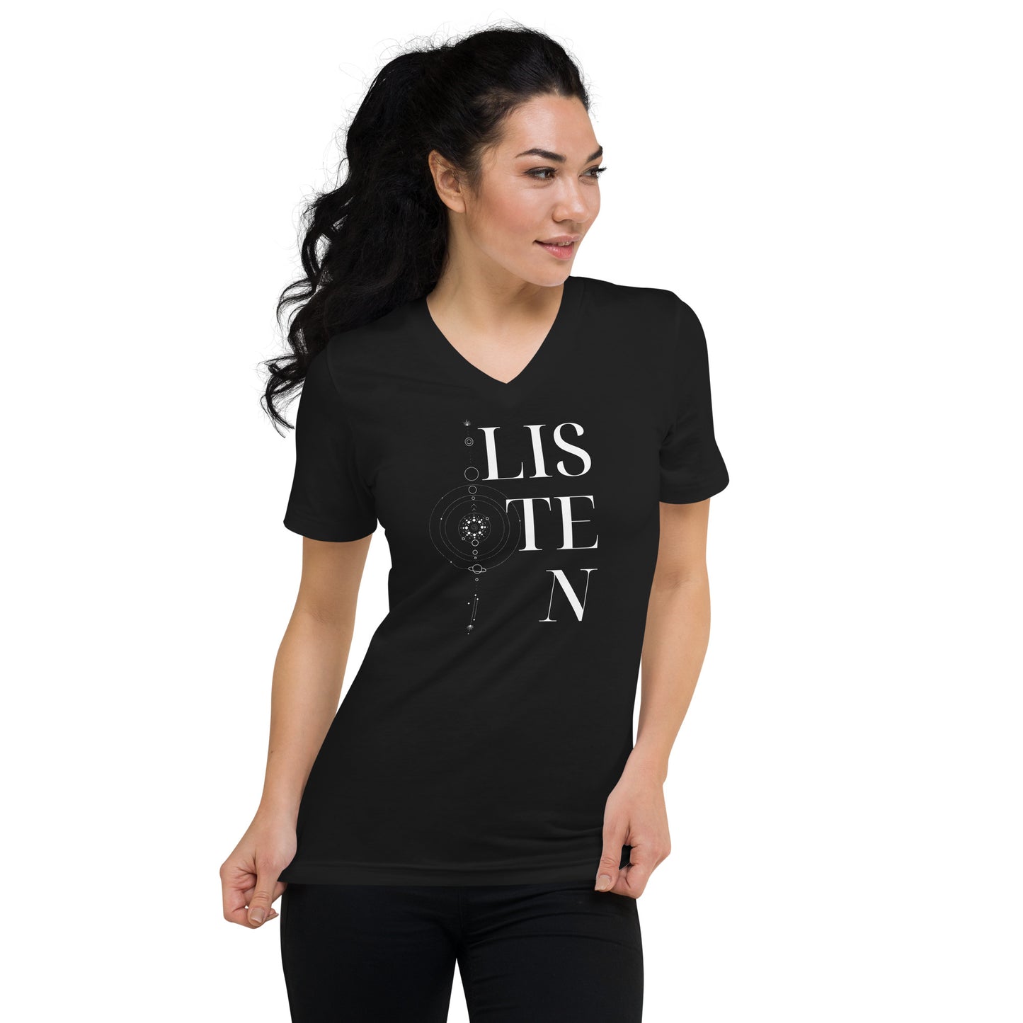 listen unisex v-neck t-shirt