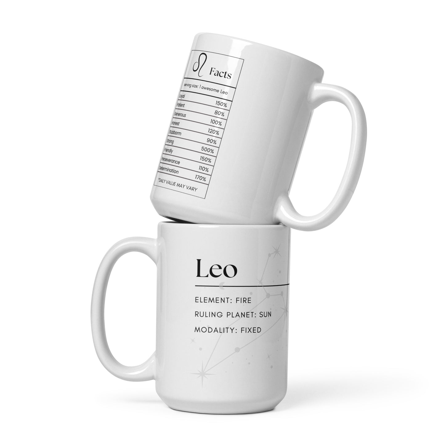 leo nutrition facts mug